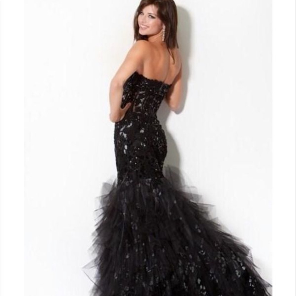 Jovani black lace prom dress